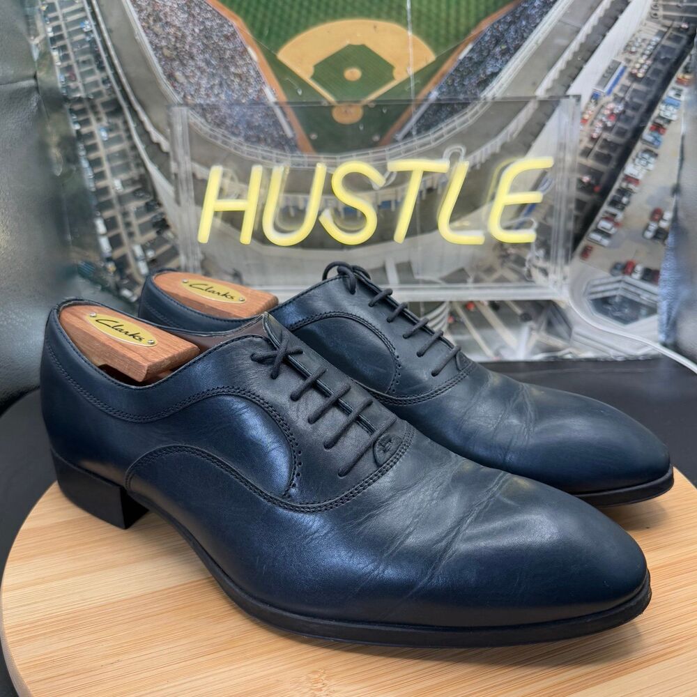 Zara Man Navy Blue Leather Oxford Shoes Sz 43